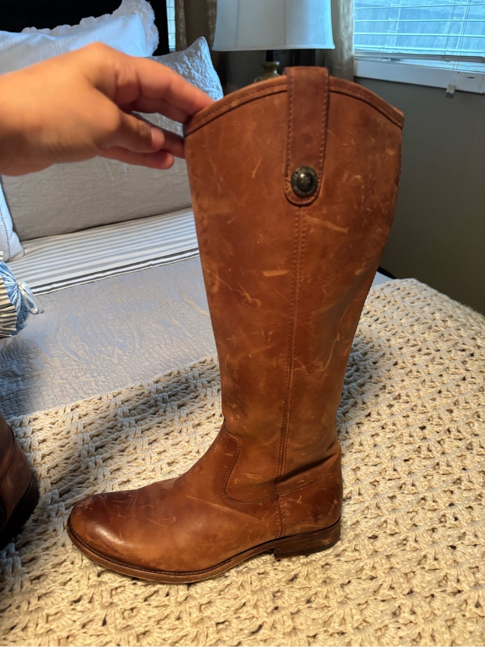 FRYE Tall Brown Leather Riding  Size 7 1/2 - Picture 5 of 14